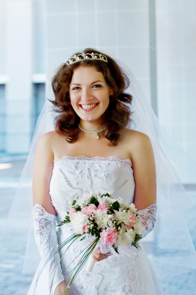 braut mit einem Brautstrauß