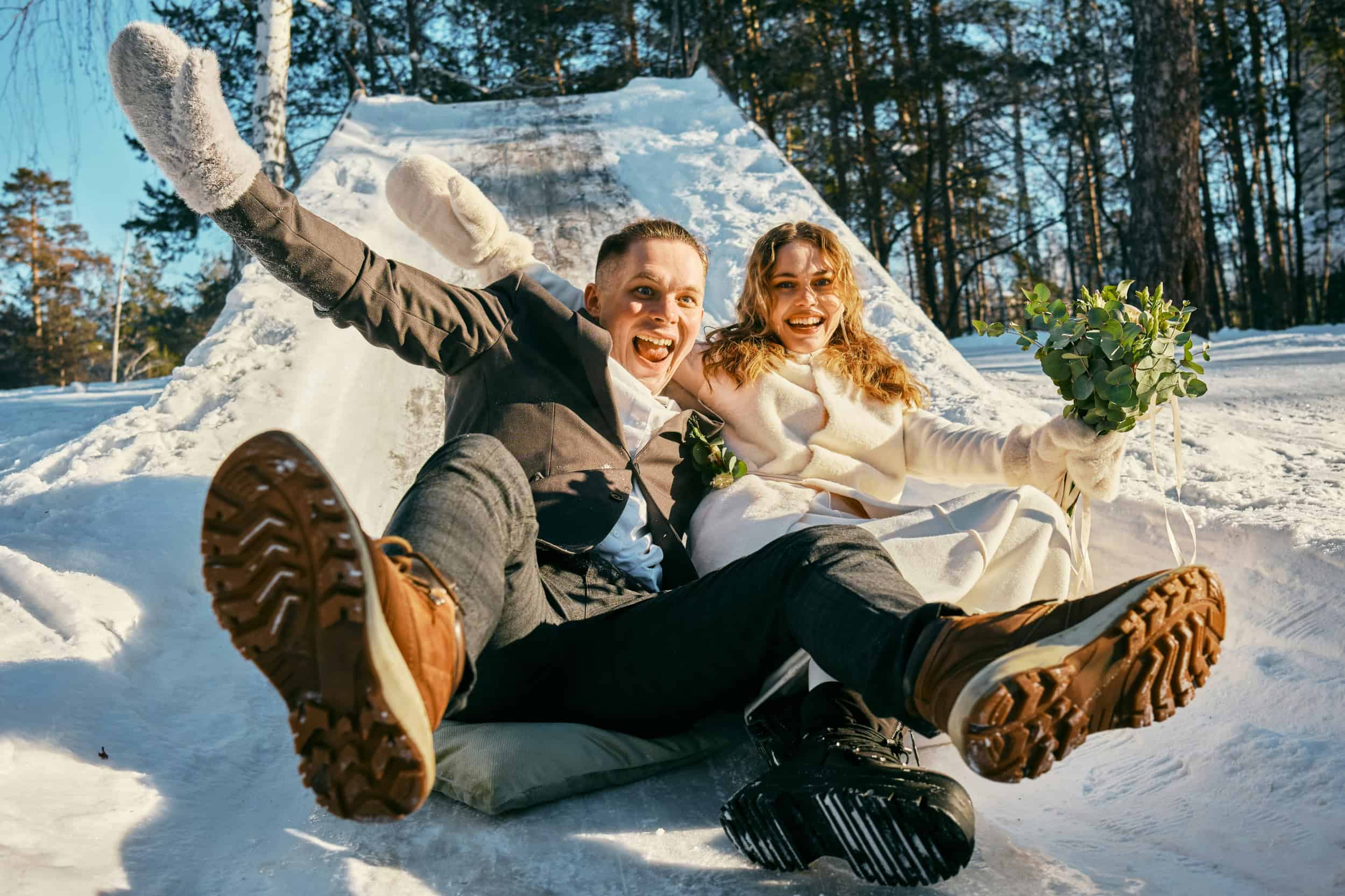 Brautpaar im Winter