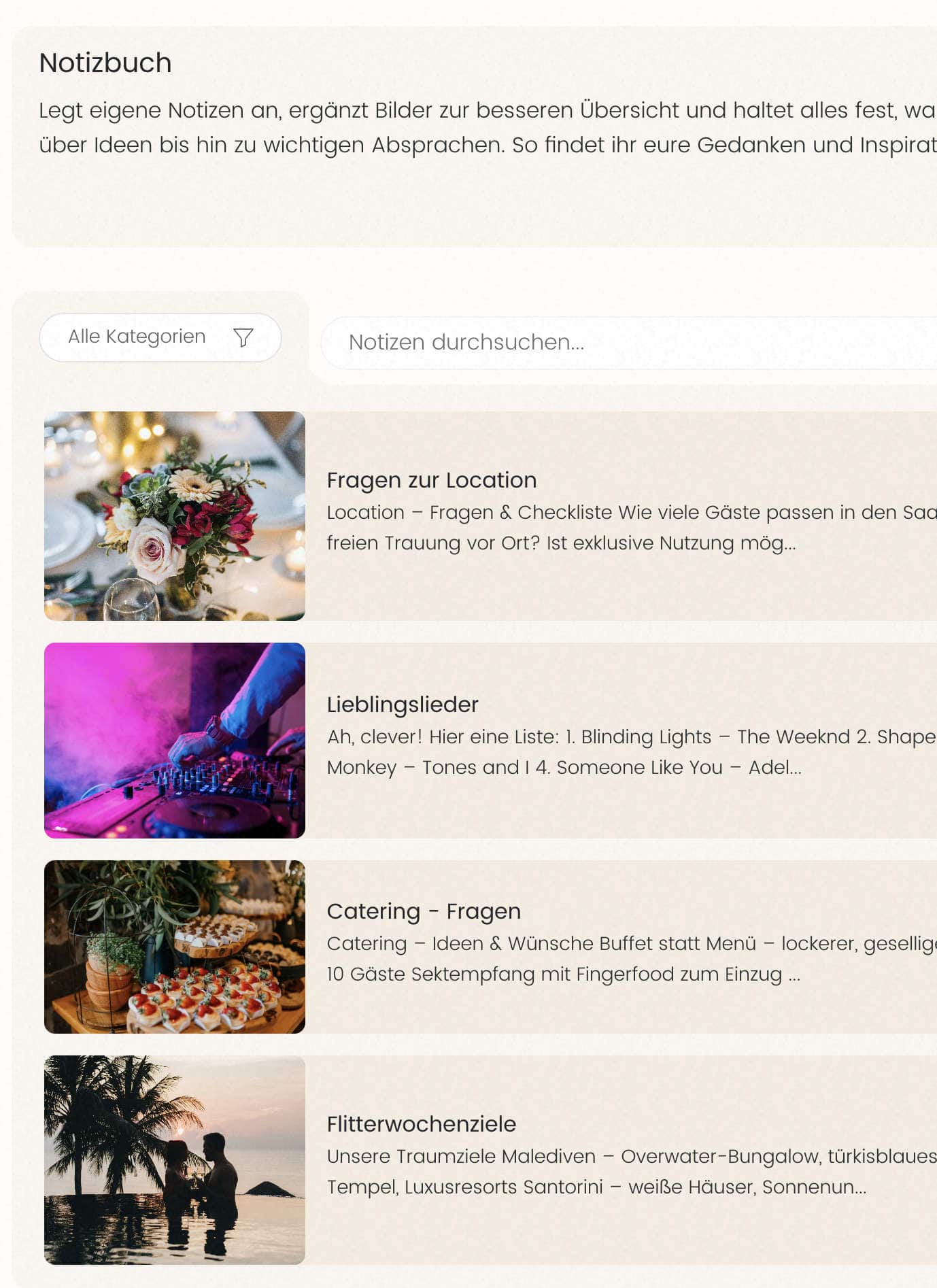 Screenshot der Notizen-App